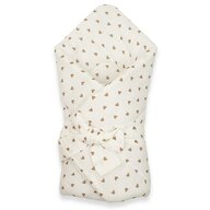 Paturica de infasat, New Baby, Din muselina, Cu inchidere cu panglica, Dimensiune 75x75 cm, Little Heart 