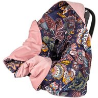 Infantilo - Paturica Boho Pentru scaun auto, De infasat Velvet din Bumbac, 90x90 cm, Roz/Violet