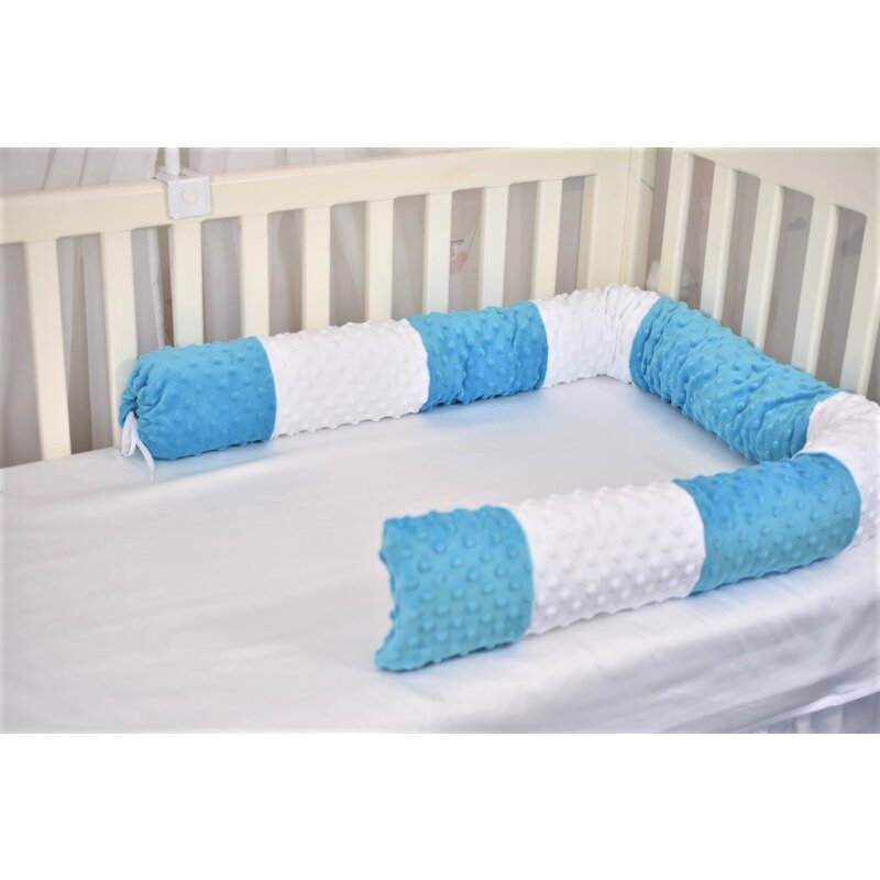 Paturica fermecata - aparatori tip rulou minky alb albastru 240 cm