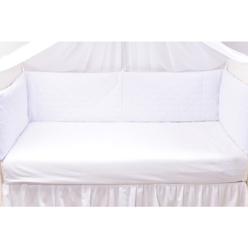 Paturica fermecata - set complet aparatori groase velvet matlasat alb 360 cm