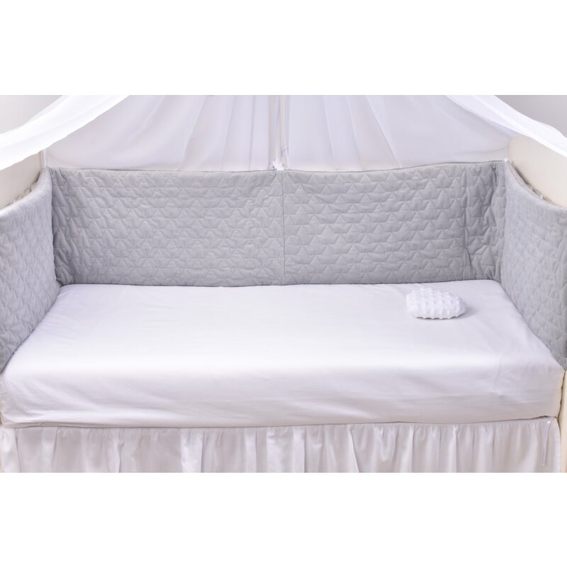Paturica fermecata - set complet aparatori groase velvet matlasat gri 360 cm
