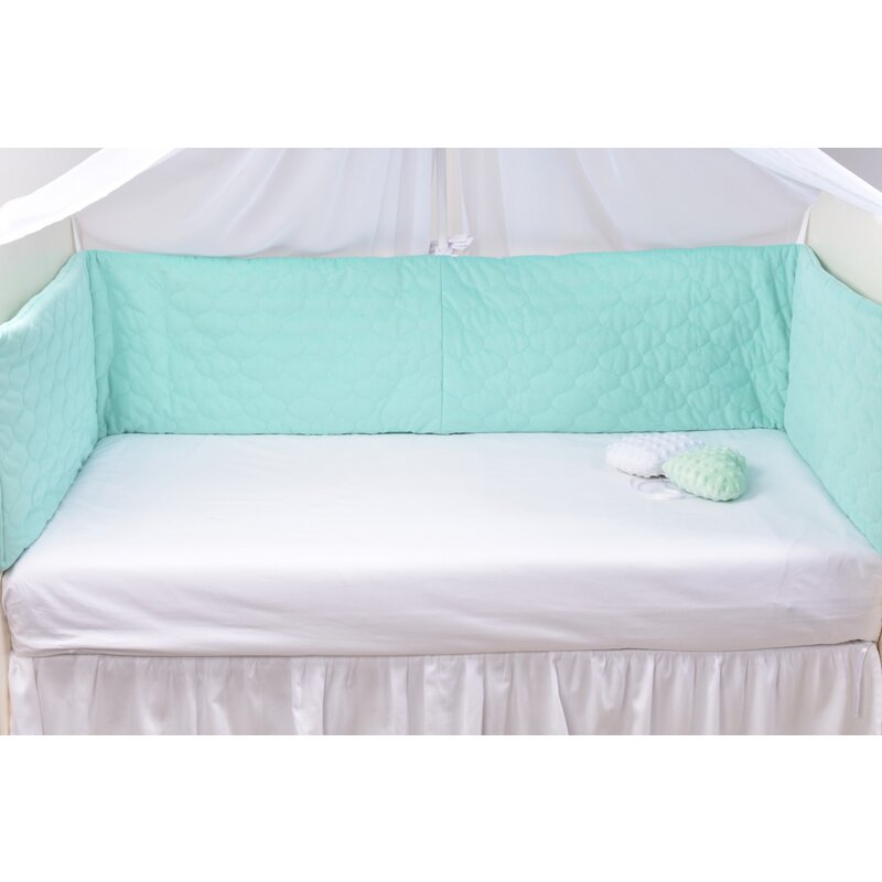 Paturica fermecata - set complet aparatori groase velvet matlasat verde menta 360 cm