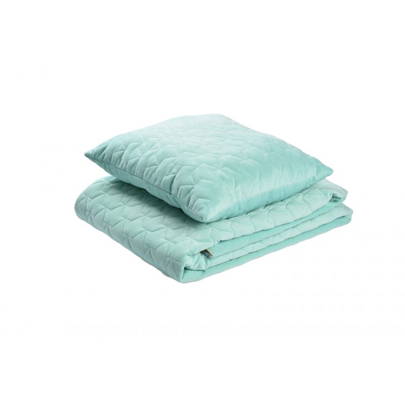 Paturica fermecata - set cuvertura si 2 pernute minky velvet verde menta 150x200 cm