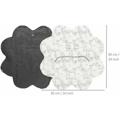 Wallaboo - Paturica Floare Imprimata, 85x85 cm, Negru