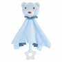 Paturica, Free2Play, Teddy Bear, Moale, Cu zornaitoare, Cu jucarie dentitie, 33 x 33 x 8 cm, Blue - 1