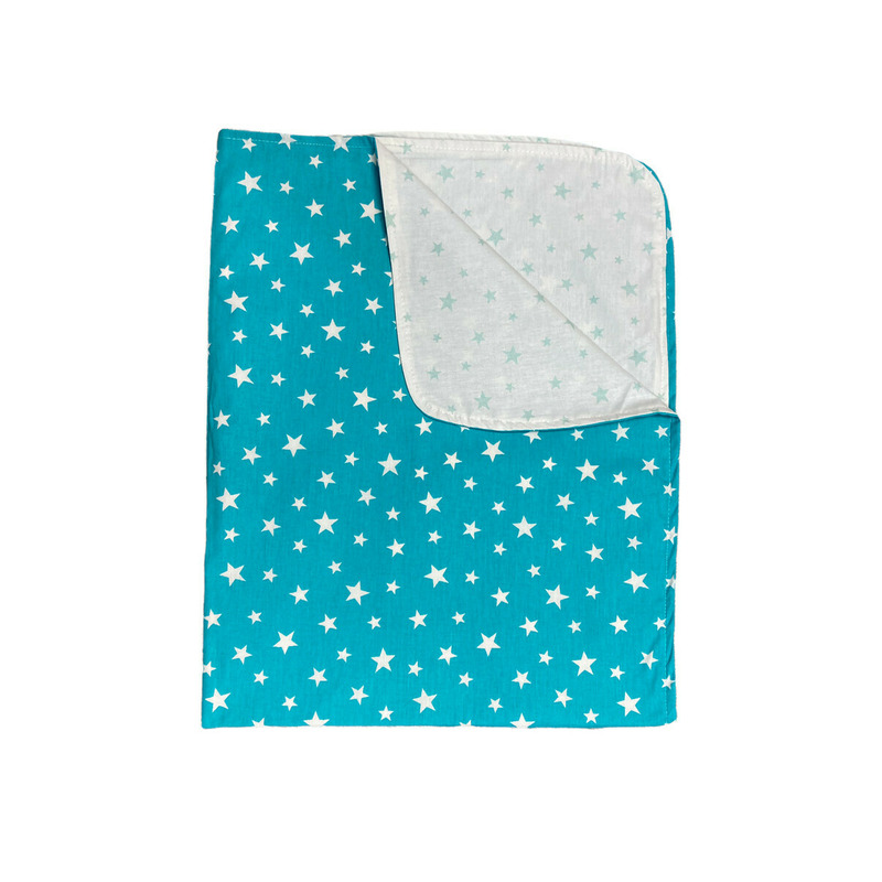 Paturica junior dubla bumbac - mincky pufos 145 x110 cm steluțe pe turquise