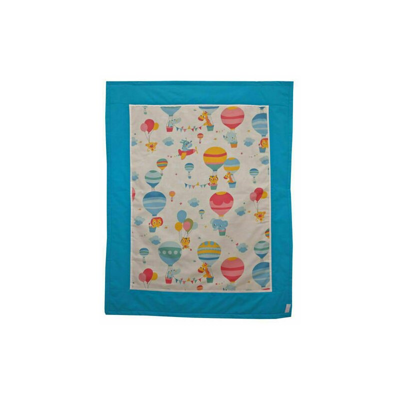 Kidsdecor - paturica misa cu balonase din bumbac, 100x80 cm, turcoaz