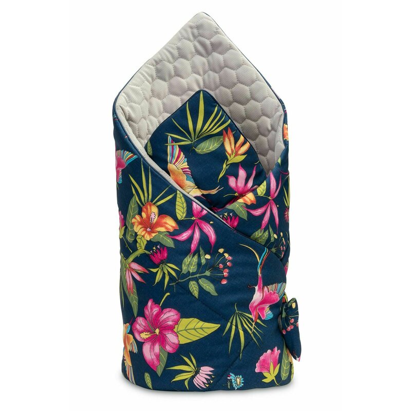 Sensillo - paturica nou-nascut velvet wrap colibri albastra 75x75 cm