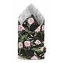 Sensillo - Paturica nou-nascut  Velvet Wrap Flori Negre 75x75 cm