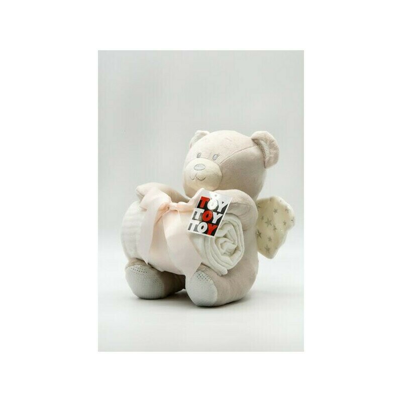 Hausmann (a-haberkorn) - paturica pufoasa cu jucarie toy urs bej, 26cm hausmann