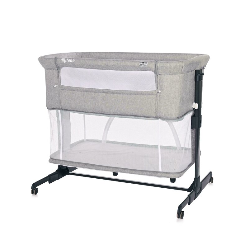 Lorelli - patut co-sleeper milano 2 in 1 din aluminiu, 87x50 cm, gri