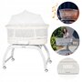 Patut balansoar, Lionelo, Coral, Cu landou ergonomic detasabil, Functie de balansare integrata, Functie de cantar, Sunete si cantece de leagan, Cu roti, Panou tactil sau telecomanda, 0-9 kg, EN 1130:2019+AC:2020,EN 16890:2017+A1:2021, Alb - 1