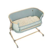 Patut co-sleeper, Jane, Babyside III, Reglabil in 6 pozitii pe inaltime, Cu lenjerie si roti, Pana la 9 kg, 0 luni+, 85x60x66 cm, EN 1130:2019, EN 16890:2017 +A1:2021, Botanic