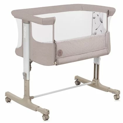 Patut co-sleeper, Lionelo, Aurora, 3 in 1, Cu leganare si setare unghiulara, Cu saltea, 0 luni+, Certificari EN 1130:2019+AC:2020, EN 16890:2, Bej