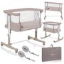 Patut co-sleeper, Lionelo, Aurora, 3 in 1, Cu leganare si setare unghiulara, Include saltea cu densitate T25 si geanta transport, Reglabil in 5 pozitii, Pana la 9 kg, 0 luni+, 85x60x66 cm, Certificari EN 1130:2019+AC:2020, EN 16890:2, Bej - 30