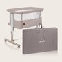 Patut co-sleeper, Lionelo, Aurora, 3 in 1, Cu leganare si setare unghiulara, Include saltea cu densitate T25 si geanta transport, Reglabil in 5 pozitii, Pana la 9 kg, 0 luni+, 85x60x66 cm, Certificari EN 1130:2019+AC:2020, EN 16890:2, Bej - 53