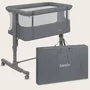 Patut co-sleeper, Lionelo, Aurora, 3 in 1, Cu leganare si setare unghiulara, Saltea cu densitate T25 si geanta transport, Reglabil in 5 pozitii pe inaltime, Pana la 9 kg, 0 luni+, 85x60x66 cm, EN 1130:2019+AC:2020, EN 16890:2, Granit - 13
