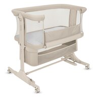 Patut co-sleeper, Lionelo, Jodie, Multifunctional, Reglabil in 6 pozitii pe inaltime, Saltea cu densitate T25, Functie de leganare, Cu plasa de tantari, Buzunar depozitare, Geanta transport,  84x48x70-80 cm, Bej