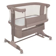 Patut co-sleeper, Lionelo, Jodie, Multifunctional, Reglabil in 6 pozitii pe inaltime, Saltea cu densitate T25, Functie de leganare, Cu plasa de tantari, Buzunar depozitare, Geanta transport,  84x48x70-80 cm, Taupe