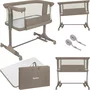 Patut co-sleeper, Lionelo, Pari, Multifunctional, Cu leganare, Reglabil in 6 pozitii pe inaltime, Saltea cu densitate T25, Geanta transport, 84x48x70-80 cm, Taupe - 3