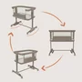 Patut co-sleeper, Lionelo, Pari, Multifunctional, Cu leganare, Reglabil in 6 pozitii pe inaltime, Saltea cu densitate T25, Geanta transport, 84x48x70-80 cm, Taupe - 4