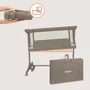 Patut co-sleeper, Lionelo, Pari, Multifunctional, Cu leganare, Reglabil in 6 pozitii pe inaltime, Saltea cu densitate T25, Geanta transport, 84x48x70-80 cm, Taupe - 24