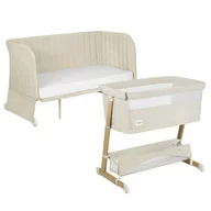Patut co-sleeper, Lionelo, Thomi Plus, 5 in 1, Multifunctional, Sustine pana la 9 kg ca patut, 15 kg tarc de joaca, 100 kg canapea, Inaltime reglabila in 7 pozitii, De la nastere pana la 4 ani, Cu 2 saltele din spuma T25, 94x70x77-93,5 cm, Bej