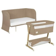 Patut co-sleeper, Lionelo, Thomi Plus, 5 in 1, Multifunctional, Sustine pana la 9 kg ca patut, 15 kg tarc de joaca, 100 kg canapea, Inaltime reglabila in 7 pozitii, De la nastere pana la 4 ani, Cu 2 saltele din spuma T25, 94x70x77-93,5 cm, Maro