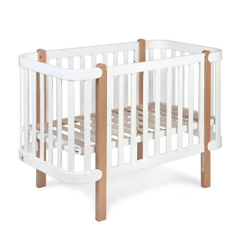 Patut cu laterala culisanta si inclinare unghiulara yappyetude din lemn de fag, yappykids, 120x60 cm, alb
