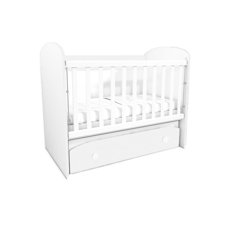 Mykids - patut cu sistem de leganare cu sertar diana 1, 120x60 cm, alb