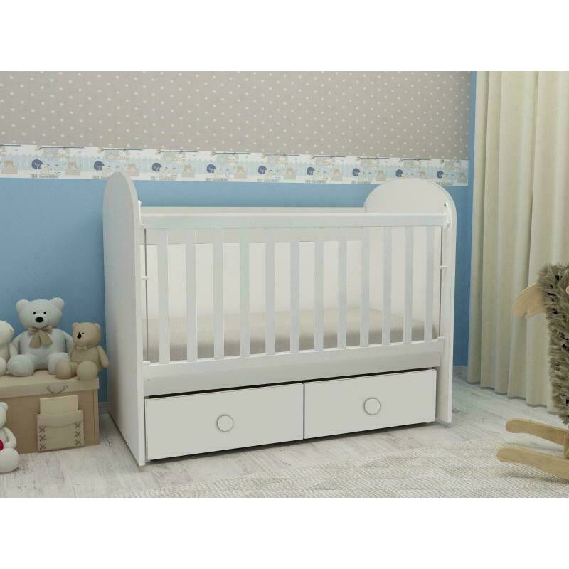 Mykids - patut cu sistem de leganare cu sertar diana 2, 120x60 cm, alb