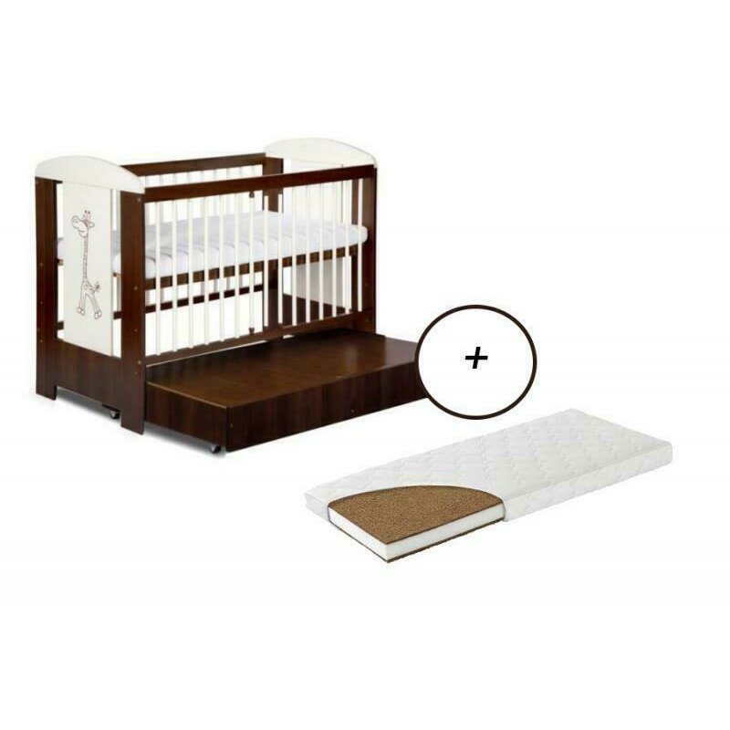 Klups - Patut Cu Sertar Little Giraffe Wenge + Saltea 12 MyKids MyDreams II