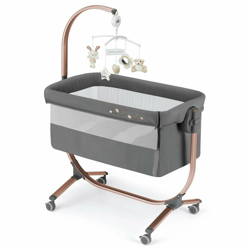 Patut, cullami, co-sleeper 2 in 1, cu laterala culisanta, cu setare unghiulara, cu roti, reglabil in 8 pozitii pe inaltime, gold