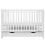 Patut din lemn bebe, 120x60 cm, Cu sertar cu capac si laterala culisanta, Certificat lemn FSC, Reglabil pe inaltime in 3 pozitii, Conform cu EN 716-1:2008, EN 716-2:2008, New Baby, Lilly, White, Resigilat - 6