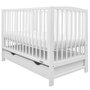 Patut din lemn bebe, 120x60 cm, Cu sertar cu capac si laterala culisanta, Certificat lemn FSC, Reglabil pe inaltime in 3 pozitii, Cu 3 bete detasabile, Conform cu EN 716-1:2008, EN 716-2:2008, New Baby, Lilly, White - 5