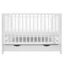 Patut din lemn bebe, 120x60 cm, Cu sertar cu capac si laterala culisanta, Certificat lemn FSC, Reglabil pe inaltime in 3 pozitii, Cu 3 bete detasabile, Conform cu EN 716-1:2008, EN 716-2:2008, New Baby, Lilly, White - 7