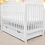 Patut din lemn bebe, 120x60 cm, Cu sertar cu capac si laterala culisanta, Certificat lemn FSC, Reglabil pe inaltime in 3 pozitii, Conform cu EN 716-1:2008, EN 716-2:2008, New Baby, Lilly, White - 3