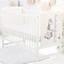 Patut din lemn bebe, 120x60 cm, Din lemn de pin si mdf, Stabil si rezistent, Inaltime saltea reglabila pe 3 nivele, Laterala cu 3 bete detasabile, EN716-1, EN716-2, Alb, Babyneeds, Timmi Girafa, Resigilat - 9