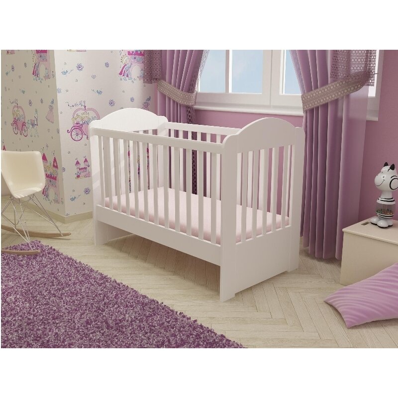 Mykids - patut din lemn olivia, 120x60 cm, alb