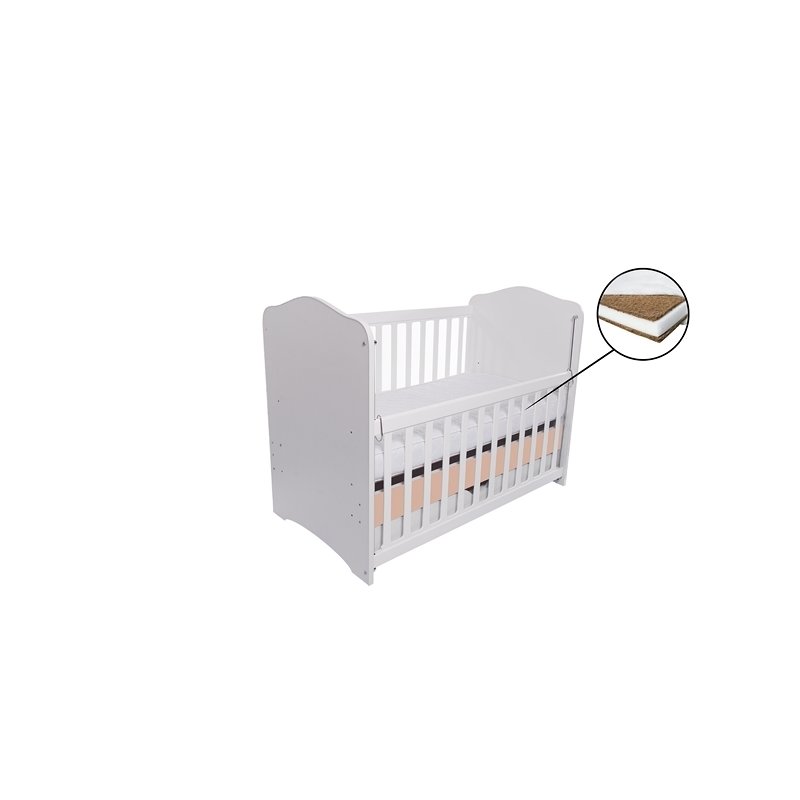 Eurogloria - patut como culisant cu sertar alb, cappucino + saltea cocos 10 cm