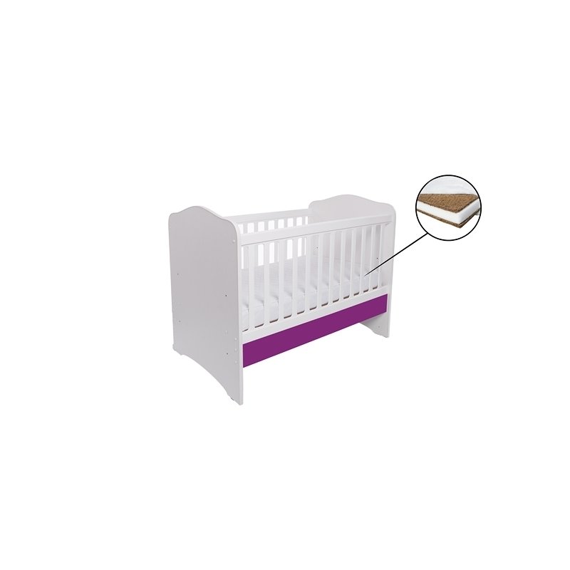 Eurogloria - patut como fara sertar alb, violet + saltea cocos 7 cm