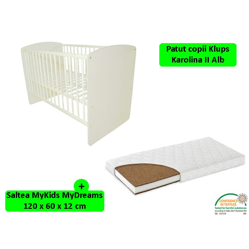 Klups - patut karolina ii alb + saltea 12 mykids mydreams ii