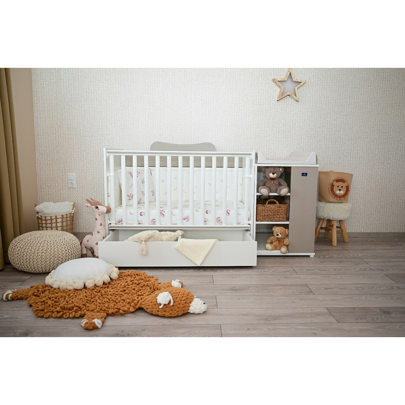 Patut modular multifunctional, 5 confirgurari diferite, 190 x 72 cm, multi, white & amber