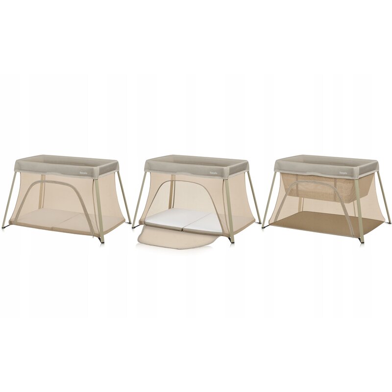 Patut multifunctional, Lionelo, Alice, 3 in 1, 2 trepte de inaltime pentru saltea, Pliabil, Material rezistent Oxford 300D, Cu iesire laterala, Geanta de transport, Pana 15 kg, 0 luni+, 104×70×74 cm, Bej