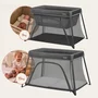 Patut multifunctional, Lionelo, Alice, 3 in 1, 2 trepte de inaltime pentru saltea, Pliabil, Material rezistent Oxford 300D, Cu iesire laterala, Geanta de transport, Pana 15 kg, 0 luni+, 104×70×74 cm, Gri - 16