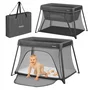 Patut multifunctional, Lionelo, Alice, 3 in 1, 2 trepte de inaltime pentru saltea, Pliabil, Material rezistent Oxford 300D, Cu iesire laterala, Geanta de transport, Pana 15 kg, 0 luni+, 104×70×74 cm, Gri - 18