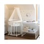 Patut Oval Evolutiv pentru Copii, Multifunctional, 7in1, Saltele Incluse, Transformabil, Masa de Schimbat, Co-Sleeping, Tarc de Joaca, Birou, Scaune, Waldin, Alb - 25