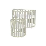 Patut Oval Evolutiv pentru Copii, Multifunctional, 7in1, Saltele Incluse, Transformabil, Masa de Schimbat, Co-Sleeping, Tarc de Joaca, Birou, Scaune, Waldin, Olive