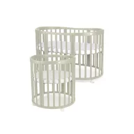 Patut Oval Evolutiv pentru Copii, Multifunctional, 7in1, Saltele Incluse, Transformabil, Masa de Schimbat, Co-Sleeping, Tarc de Joaca, Birou, Scaune, Waldin, Olive