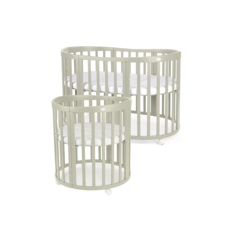 Patut Oval Evolutiv pentru Copii, Multifunctional, 7in1, Saltele Incluse, Transformabil, Masa de Schimbat, Co-Sleeping, Tarc de Joaca, Birou, Scaune, Waldin, Olive